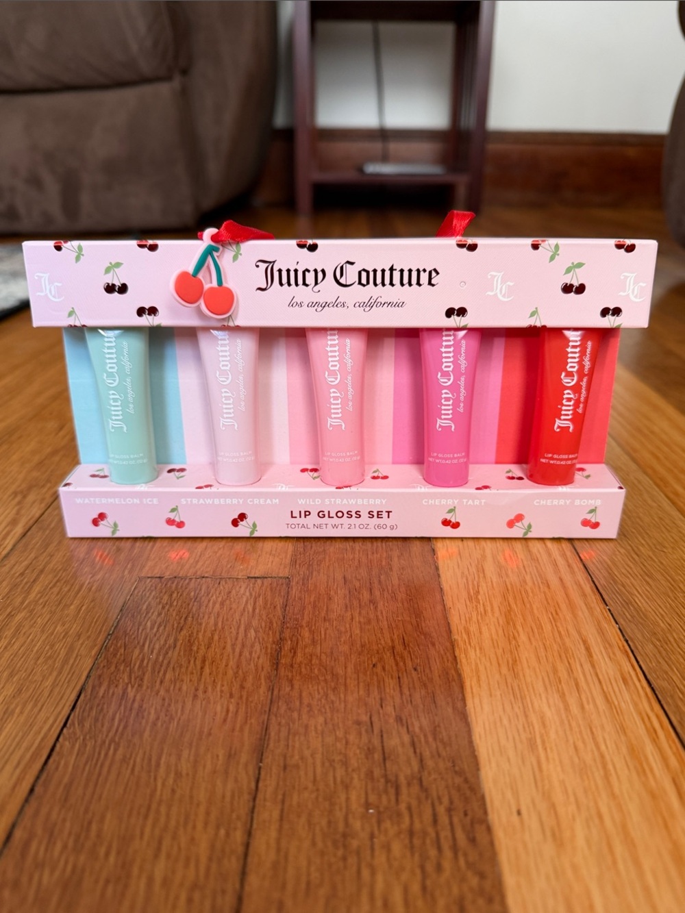NEW WITH TAGS Sealed Juicy Couture 5 Pc Lip Gloss Set Cherry Gift Set